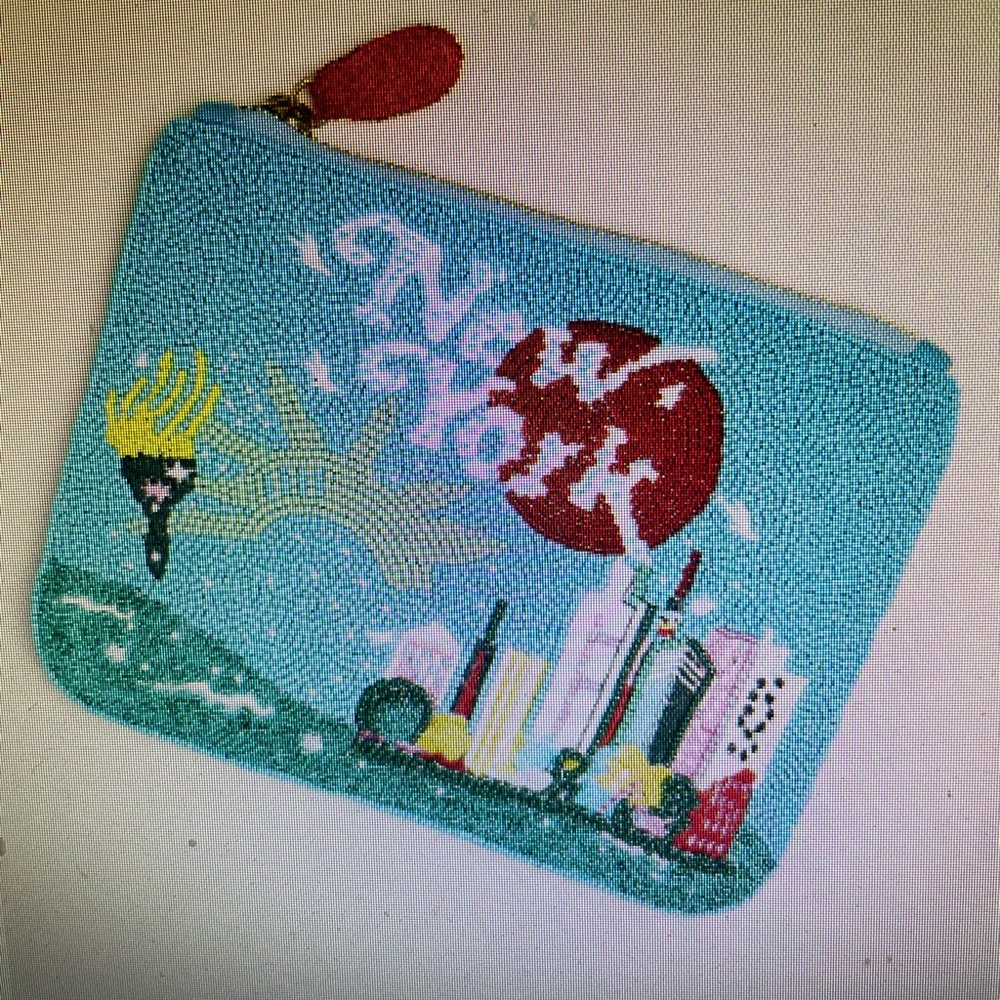 ❤️ ANTHROPOLOGIE DANIELLA MANINI BEADED NEW YORK CITY POUCH BAG PURSE NEW NYC